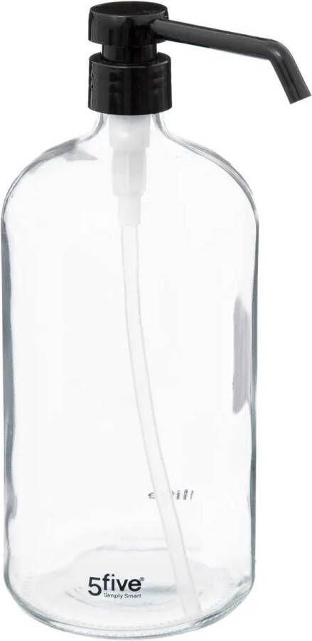 5Five Zeeppompje zeepdispenser van glas transparant 1 liter Zeeppompjes