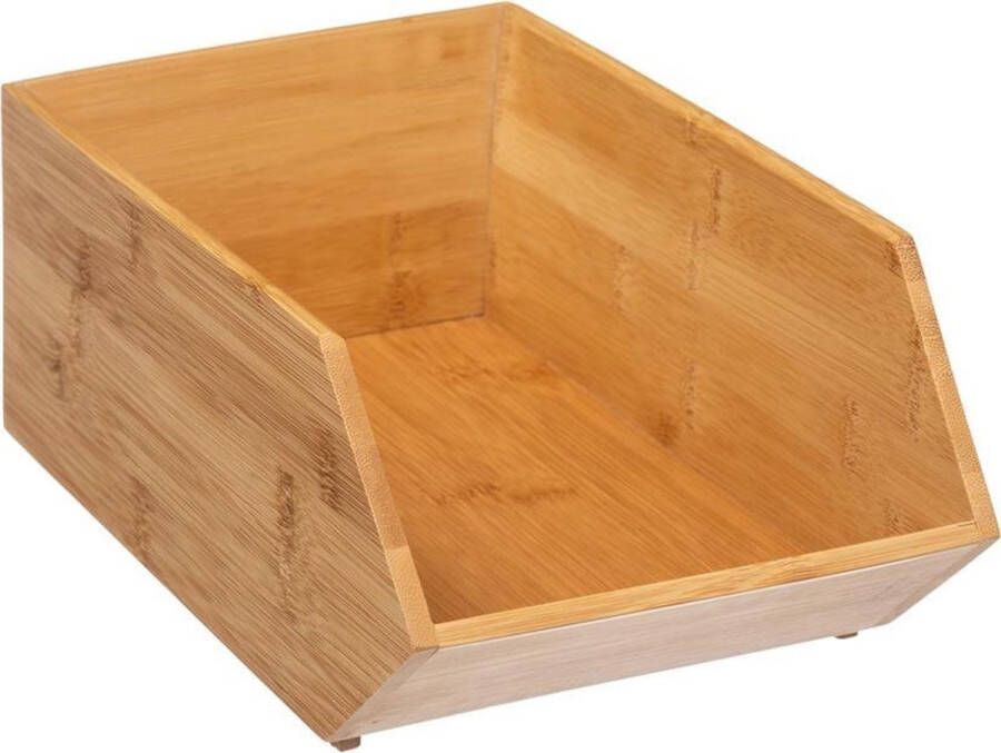 5Five Stapelbare opbergmand 1 vaks organizer L18 x B31 x H12 cm bamboe hout lichtbruin Opbergmanden