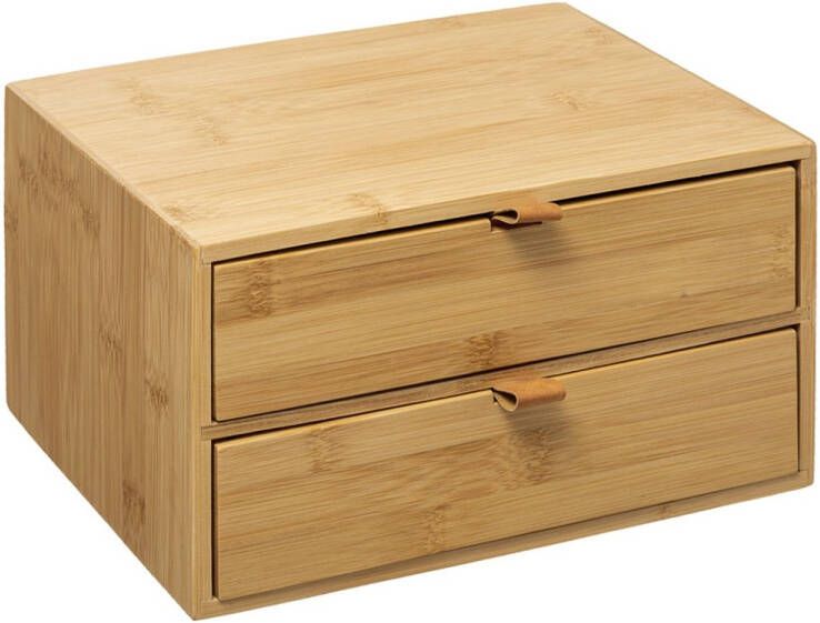 5Five Ladeblokje bureau organizer 2x lades bamboe hout L25 x B14 x H20 cm lichtbruin Ladeblok