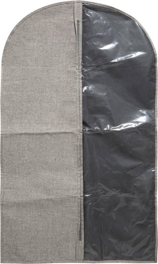 Merkloos Kleding beschermhoes polyester katoen grijs 100 cm inclusief kledinghangers Kledinghoezen