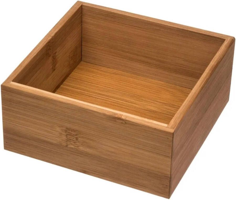 Secret de Gourmet Bestekbak keuken organizer 1-vaks Tidy Smart bamboe 15 x 15 x 7 cm Bestekbakken