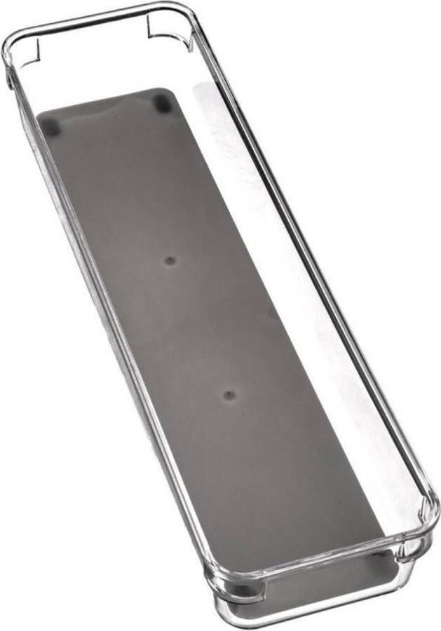 Secret de Gourmet Bestekbak keuken organizer 1-vaks Tidy Smart grijs transparant kunststof 32 5 x 9 x 4 5 cm Bestekbakken