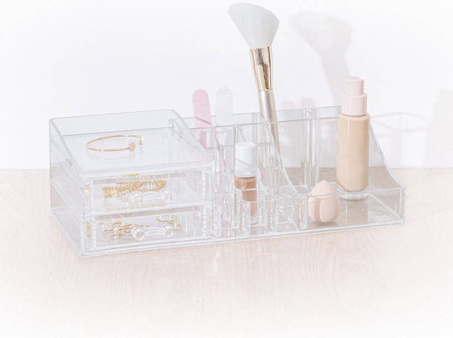 Five Make-up organizer 19 vakken en 2 lades rechthoek 30 5 x 9 cm van kunststof Nagellak houder Make-up houder Organizers Make-up dozen
