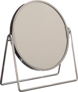 5five Dubbele make-up spiegel scheerspiegel op voet 19 x 8 x 21 cm zilver Badkamer scheerspiegels op standaard