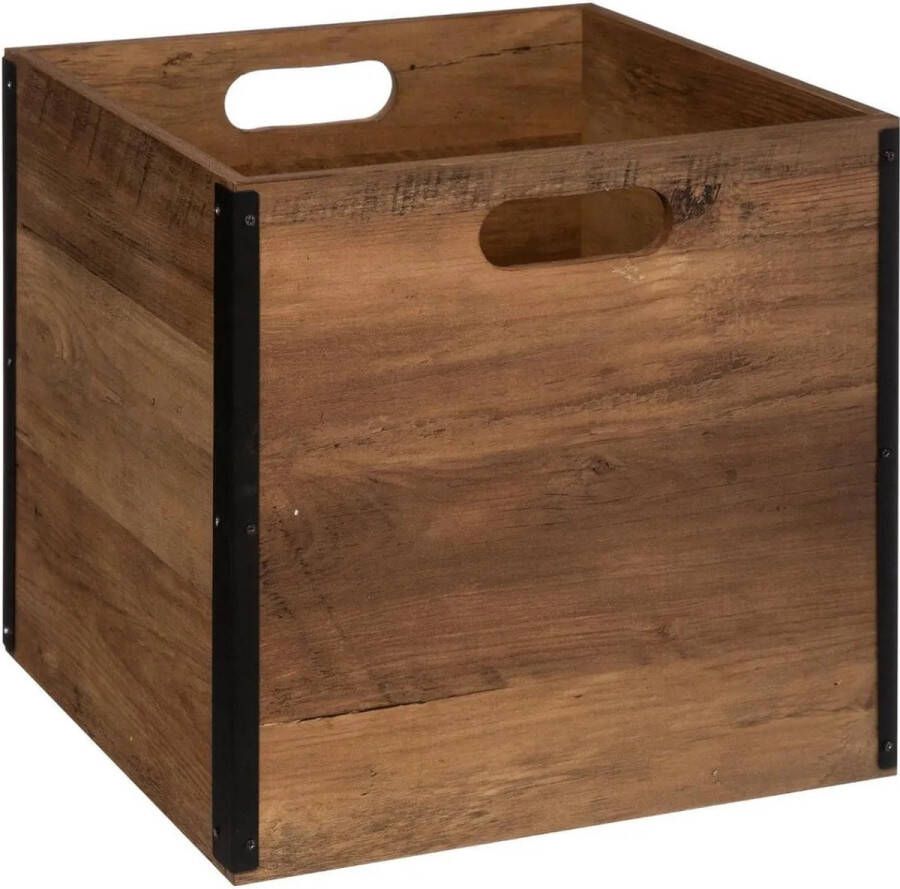 5five Opbergmand kastmand 29 liter donker bruin van hout 31 x 31 x 31 cm Opbergboxen Vakkenkast manden