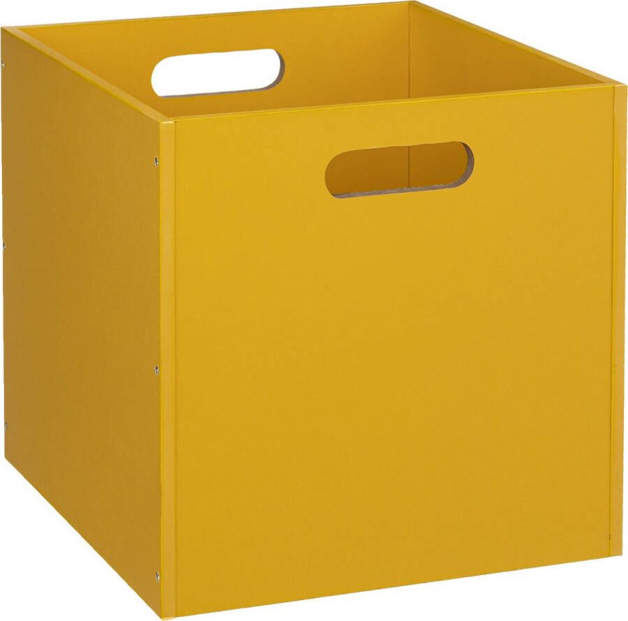 5five Opbergmand kastmand 29 liter geel van hout 31 x 31 x 31 cm Opbergboxen Vakkenkast manden