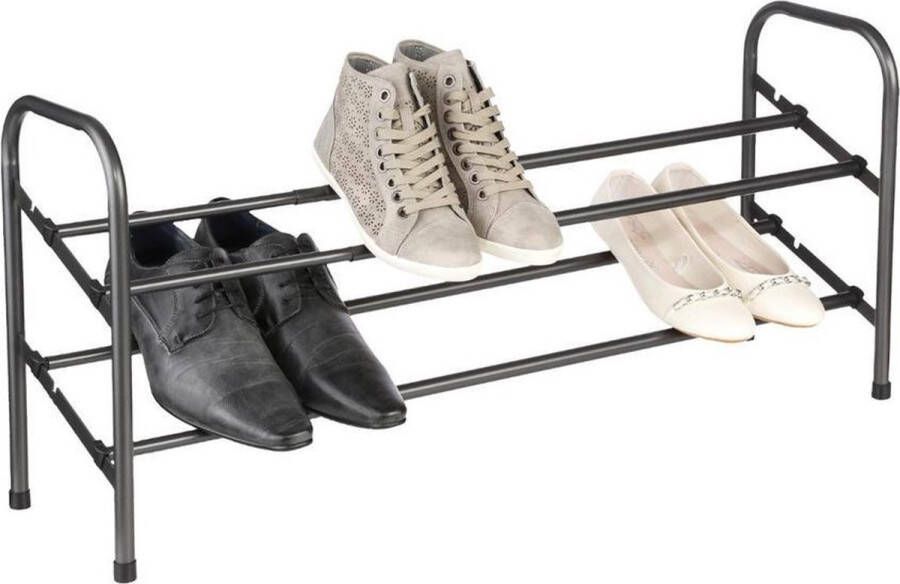 Five Schoenenrek schoenenkast uitschuifbaar grijs 6-10 paar schoenen 61 x 39 cm metaal kunststof Schoenen opbergen Schoenenrekken