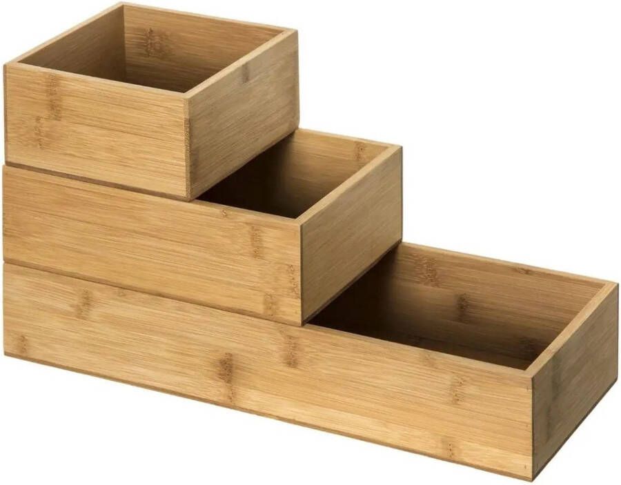 5five Set van 3x bestekbakken keuken organizers verschillende formaten bamboe Keukenbenodigdheden Bestekbak voor keukenlade