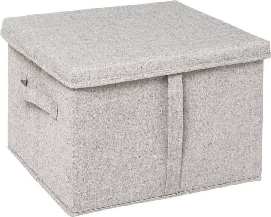 5Five Opbergdoos box met deksel lichtgrijs L35 x B31 x H25 cm Stevig karton polyester Opbergbox