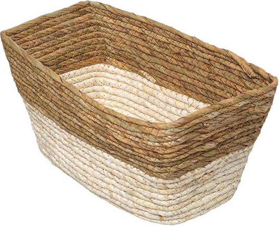 Five Tweekleurige rieten mand 15x31x15 cm 181241 Decoratief