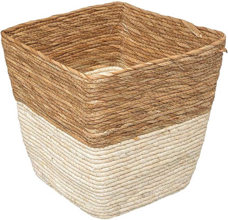 Five Tweekleurige rieten mand 31x31x31 cm 181239 Decoratief