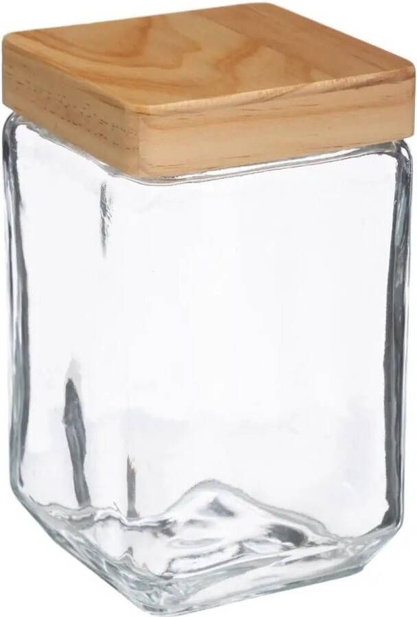 5five Voorraadbus voorraadpot 1 25L glas met houten deksel 1250 ml Voorraadpotten met luchtdichte sluiting