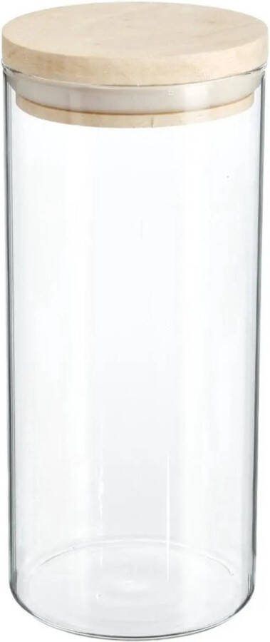 Secret de Gourmet Voorraadbus voorraadpot 1 3L glas met houten deksel 1300 ml Voorraadpotten met luchtdichte deksel