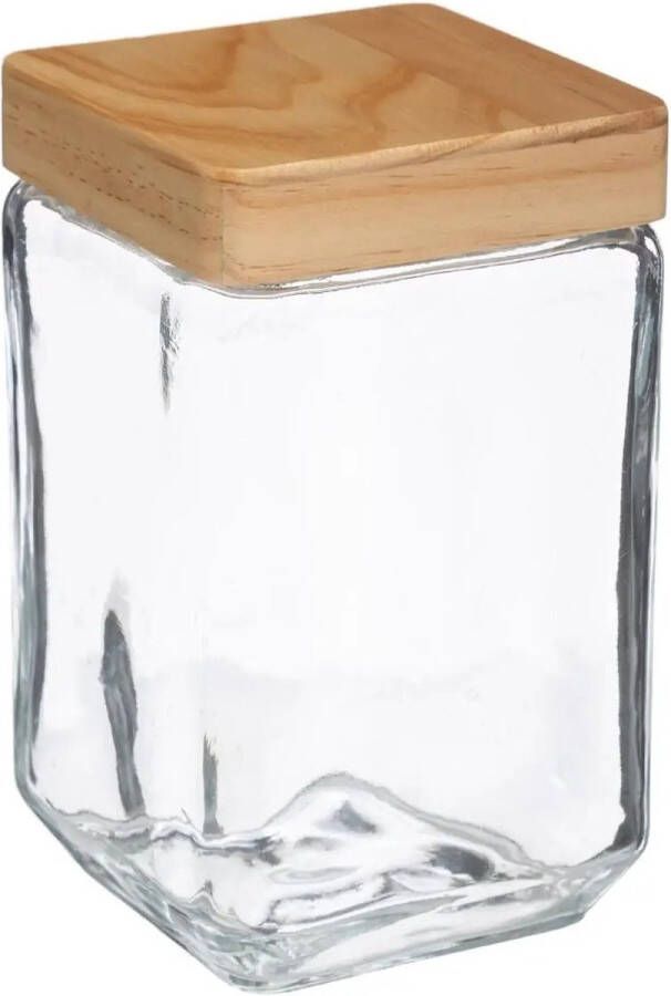 5five Voorraadbus voorraadpot 1 7L glas met houten deksel 1700 ml Voorraadpotten met luchtdichte sluiting