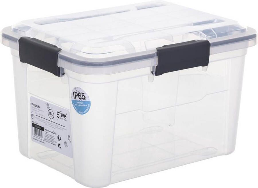 Five Waterdichte opbergbox 18 liter Transparant Stapelbaar Nestbaar Met deksel Waterdicht Heavy Duty