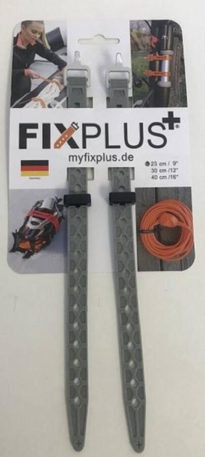 Fixplus 2 straps grijs 23cm TPU spanband voor snel en effectief bundelen en bevestigen van fietsonderdelen ski's buizen stangen touwen en latten