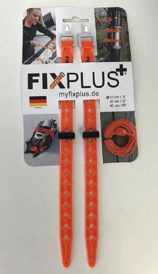 Fixplus 2 straps oranje 23cm TPU spanband voor snel en effectief bundelen en bevestigen van fietsonderdelen ski's buizen stangen touwen en latten