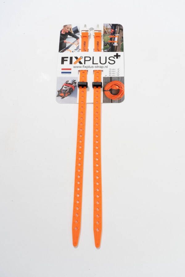 Fixplus 2 straps oranje 40cm TPU spanband voor snel en effectief bundelen en bevestigen van fietsonderdelen ski's buizen stangen touwen en latten