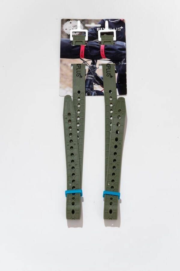 Fixplus strap olijfgroen 66cm TPU spanband voor snel en effectief bundelen en bevestigen van fietsonderdelen ski's buizen stangen touwen en latten