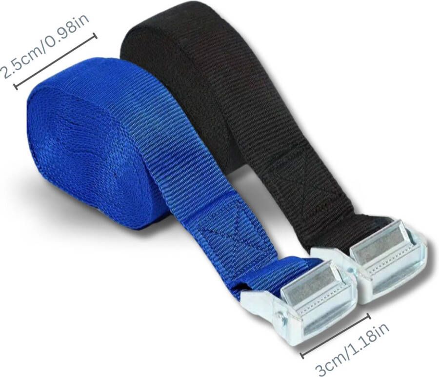 Flamora 2x Spanband Zwart Veelzijdige Sjorbanden 3 Meter