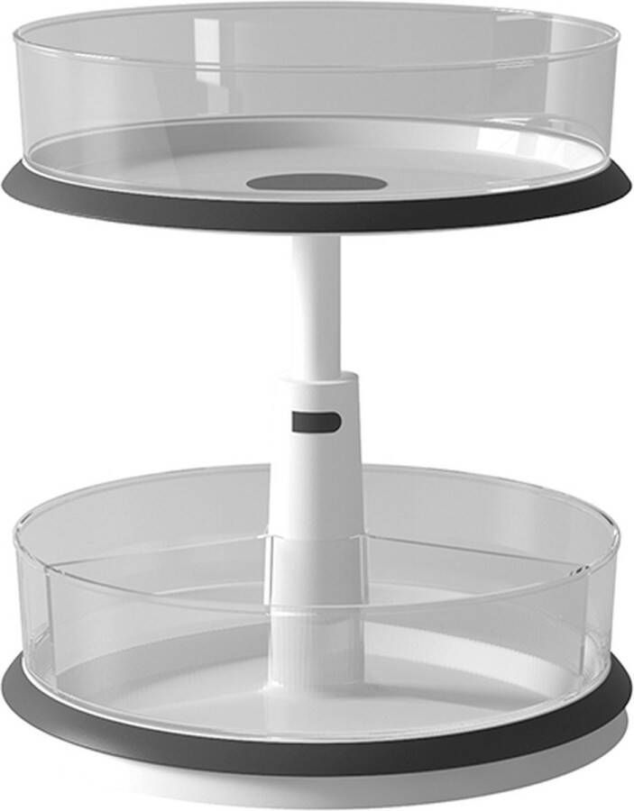 Flashbox | Lazy Susan | Draaiplateau in Hoogte Verstelbaar | Keuken Badkamer Organizer | 2 Laags 28.5 cm (wit)