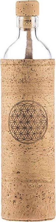 Flaska glazen waterfles Kurk Flower of Life 0 3l