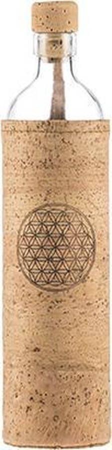 Flaska glazen waterfles Kurk Flower of Life 0 75l