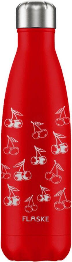 FLASKE Cherry RVS Drinkfles van 500ML- Geschikt als waterfles thermosfles en thermoskan