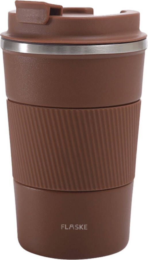 FLASKE Koffiebeker Coffee Cup Chocolate 380ml RVS Koffiebeker to Go van 380ML
