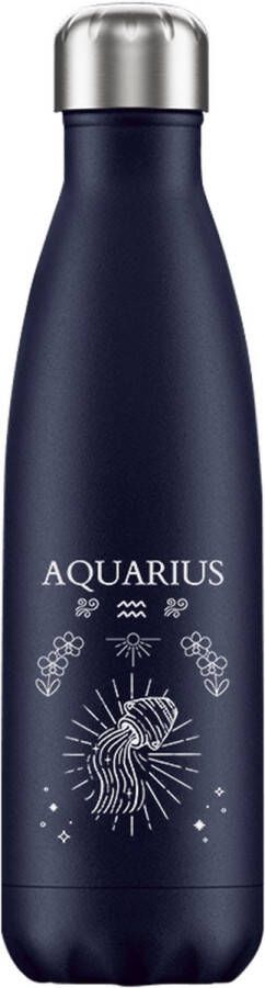 FLASKE Zodiac Aquarius RVS Drinkfles van 500ML- Geschikt als waterfles thermosfles en thermoskan