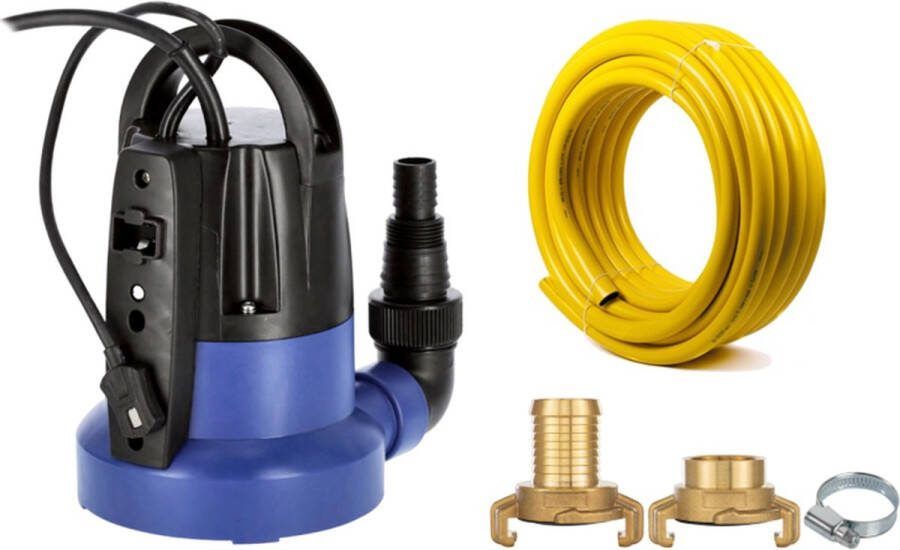Flat Joe SET vlakzuigende dompelpomp tot 1mm 7mtr Trico waterslang 1(=25mm) incl. geka's en slangklem wateroverlast dweilpomp vlakzuiger