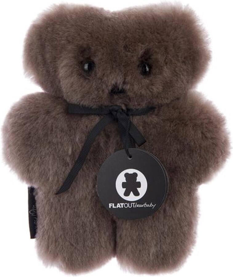 FLATOUTbear x WOOOL FLATOUTbear Baby (Chocolate) 100% MERINO Schapenvacht Wol ECO Knuffel Kraamcadeau Knuffelbeer
