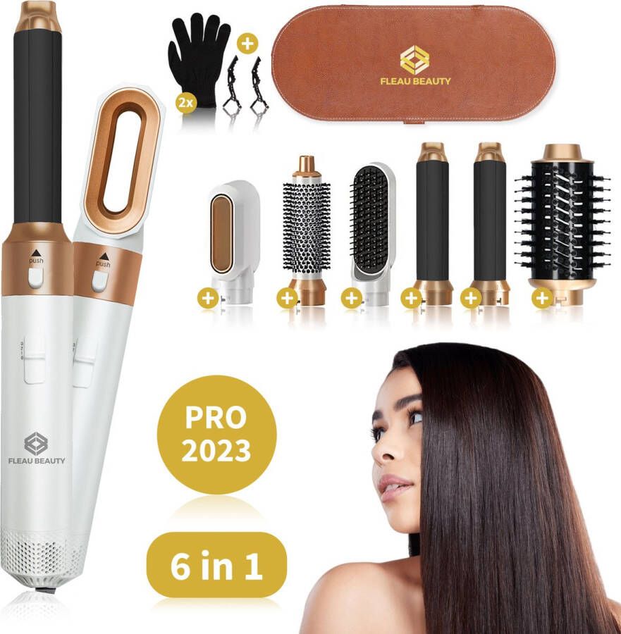 Fleau Beauty Föhnborstel Multistyler PRO Edition 2023 Stijltang Krultang Hairwrap Krulborstel Haardroger Haarstyler 6 in 1 Set