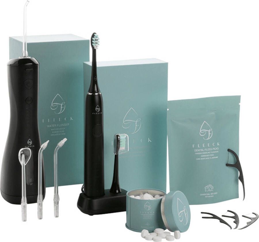 Fleeck Tandplak Verwijderen Pakket Plaque op Tanden Verwijderen 100% Veilig En Effectief Tandverkleuring Elektrische Tandenborstel Waterflosser Tandenstokers Tandpasta Tabletten