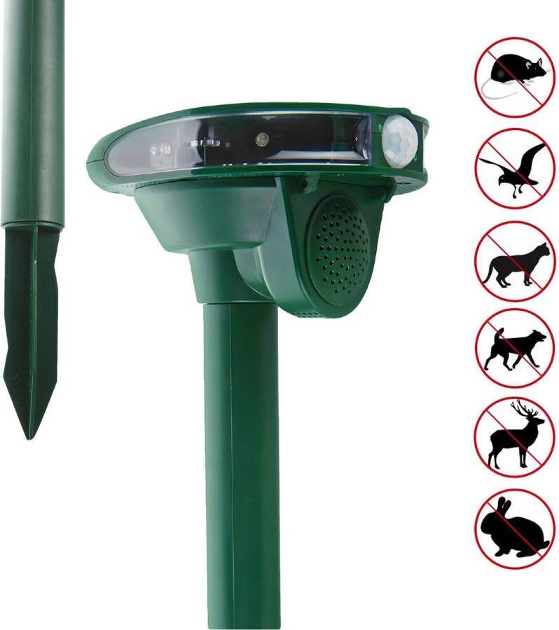 FLEKT Diervriendelijke Ultrasone Kattenverjager op zonne-energie Dierenverjager Kattenverjager 110º Waterdicht voor de tuin Op batterijen