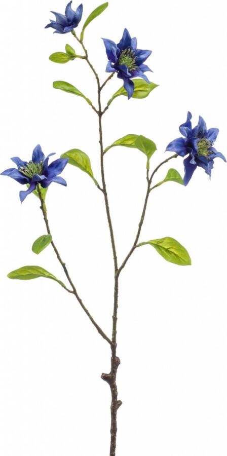 Fleurdirect Kunstbloem Clematis Polyester Blauw 0 x 75 x 0 cm (BxHxD)
