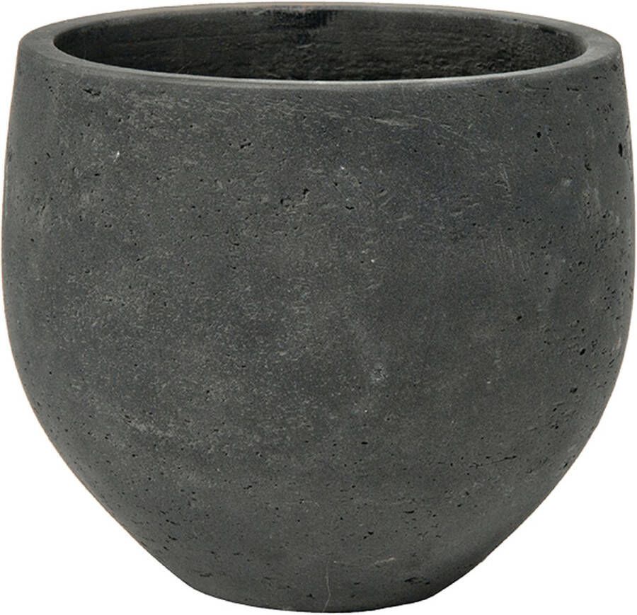 Pottery Pots Pot Rough Orb XXL Black Washed Fiberclay 48x43 cm zwarte