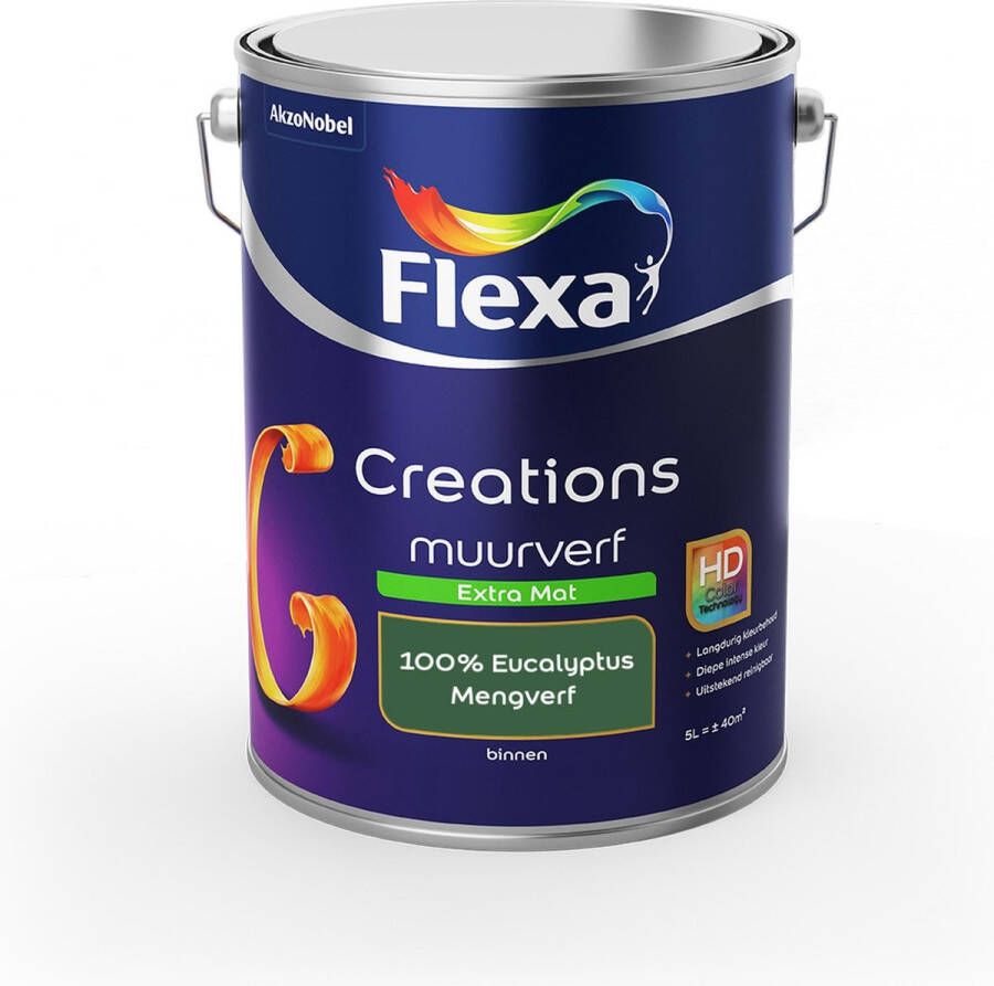 Flexa Creations Muurverf Extra Mat 100% Eucalyptus Mengkleuren Collectie- 5 Liter