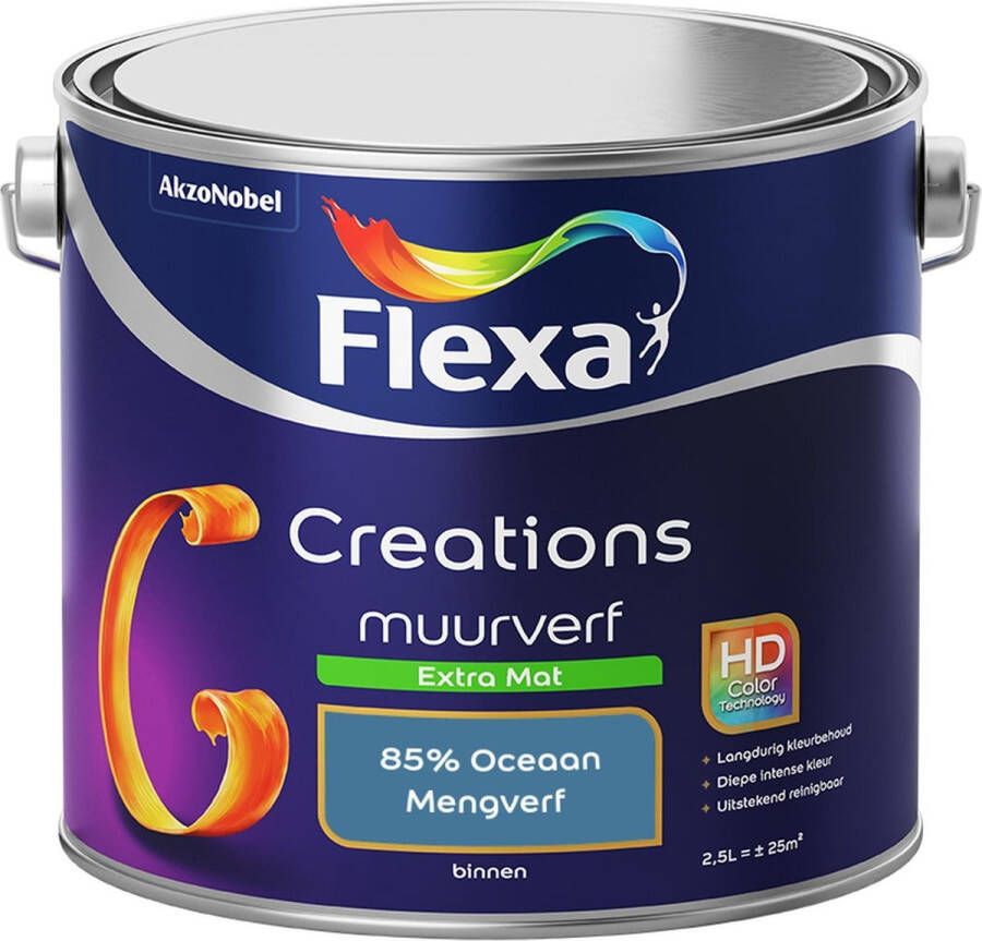 Flexa Creations Muurverf Extra Mat 85% Oceaan Mengkleuren Collectie- 2 5 iter