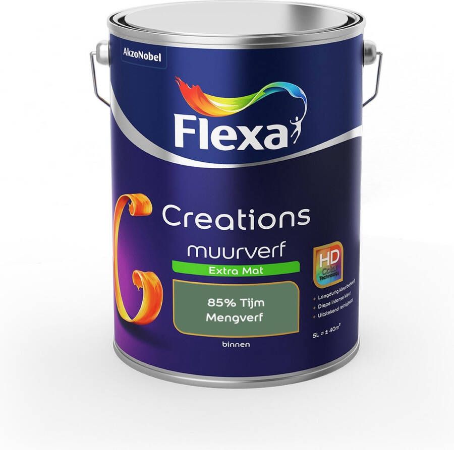 Flexa Creations Muurverf Extra Mat 85% Tijm Mengkleuren Collectie- 5 Liter