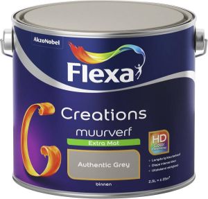 Flexa Creations Muurverf Extra Mat Authentic Grey Grijs 2 5 liter