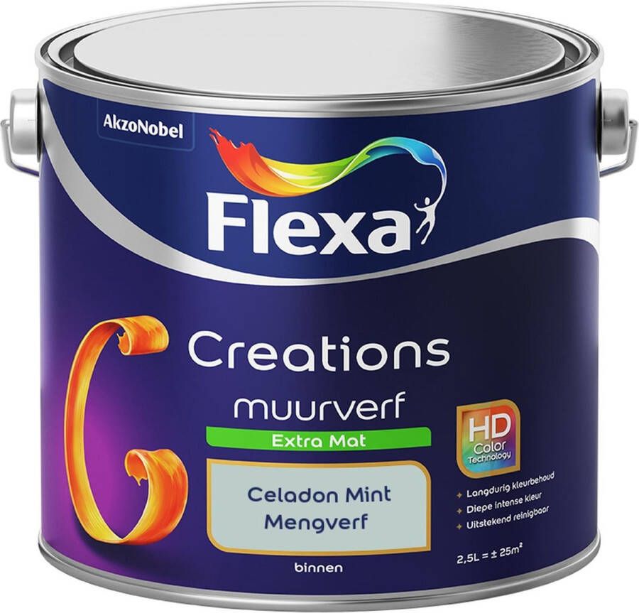 Flexa Creations Muurverf Extra Mat Celadon Mint Mengkleuren Collectie 2 5 Liter
