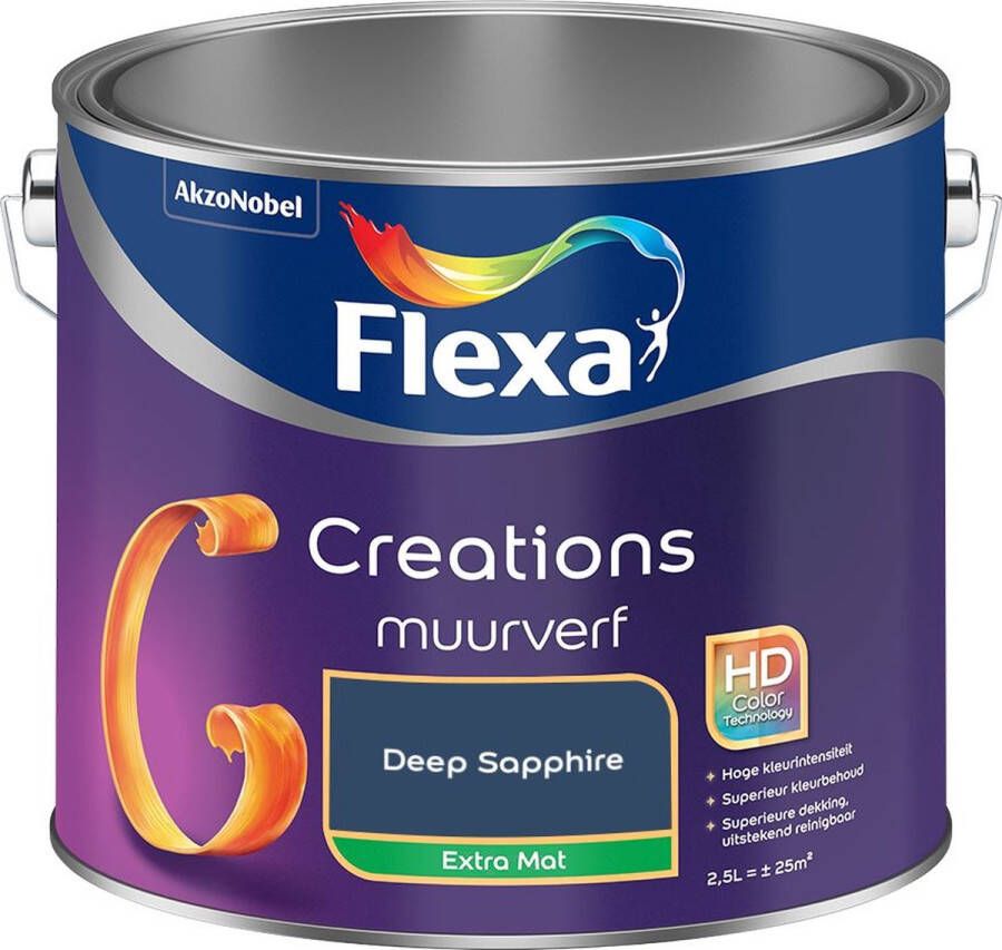 Flexa Creations Muurverf Extra Mat Deep Sapphire Kleur van het Jaar 2025 2 5L