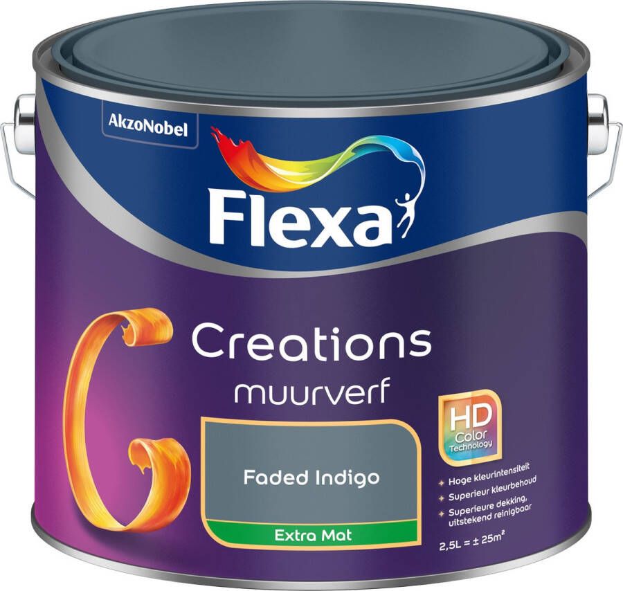 Flexa Creations Muurverf Extra Mat Faded Indigo 2 5l