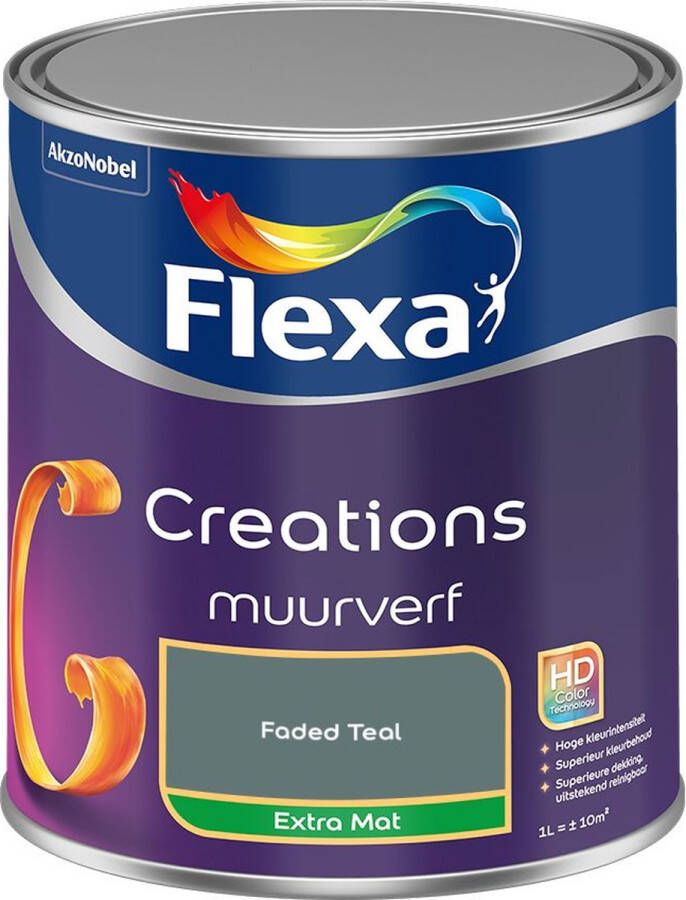 Flexa Creations Muurverf Extra Mat Faded Teal Kleur van het Jaar 2025 1L