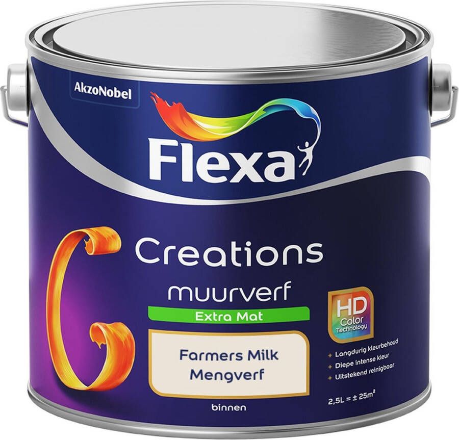 Flexa Creations Muurverf Extra Mat Farmers Milk Mengkleuren Collectie 2 5 Liter