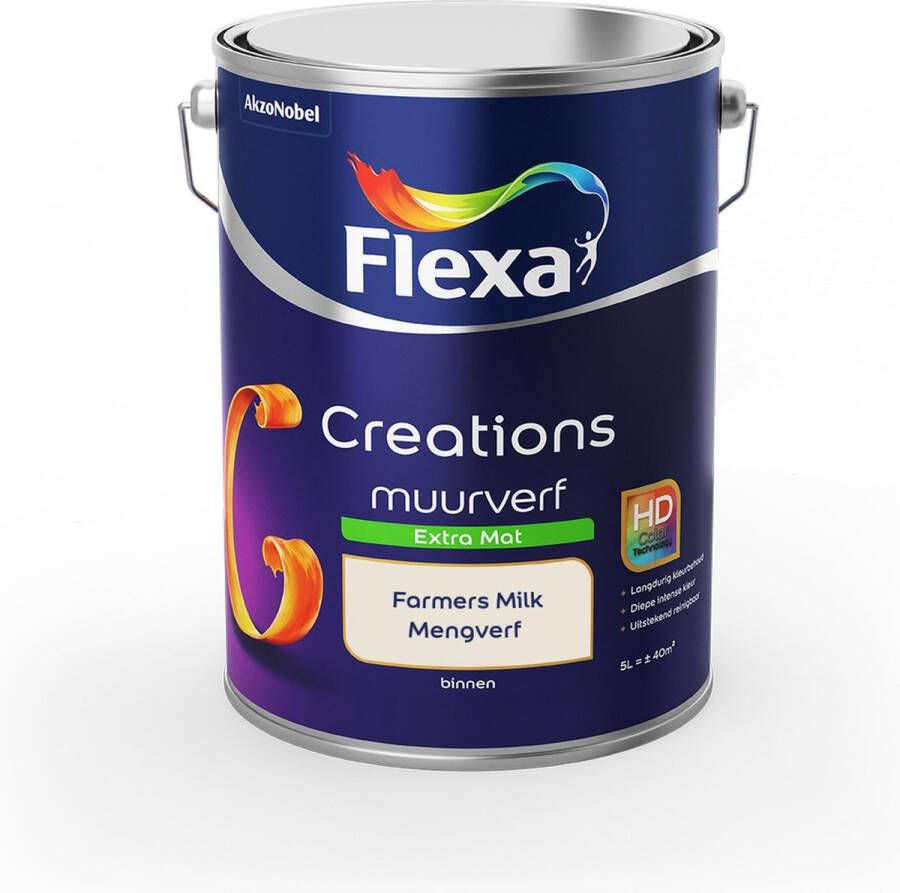 Flexa Creations Muurverf Extra Mat Farmers Milk Mengkleuren Collectie 5 Liter