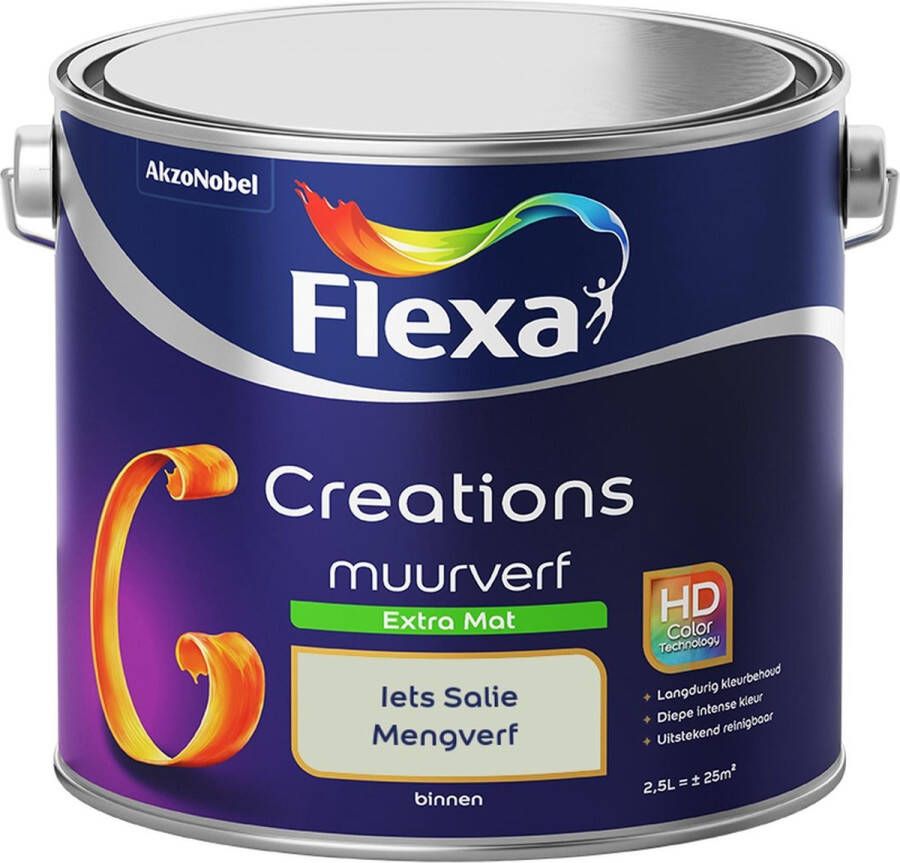 Flexa Creations Muurverf Extra Mat Iets Salie Mengkleuren Collectie- 2 5 Liter