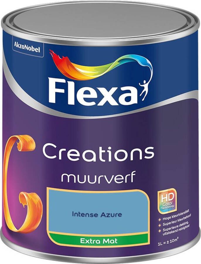 Flexa Creations Muurverf Extra Mat Intense Azure Kleur van het Jaar 2025 1L