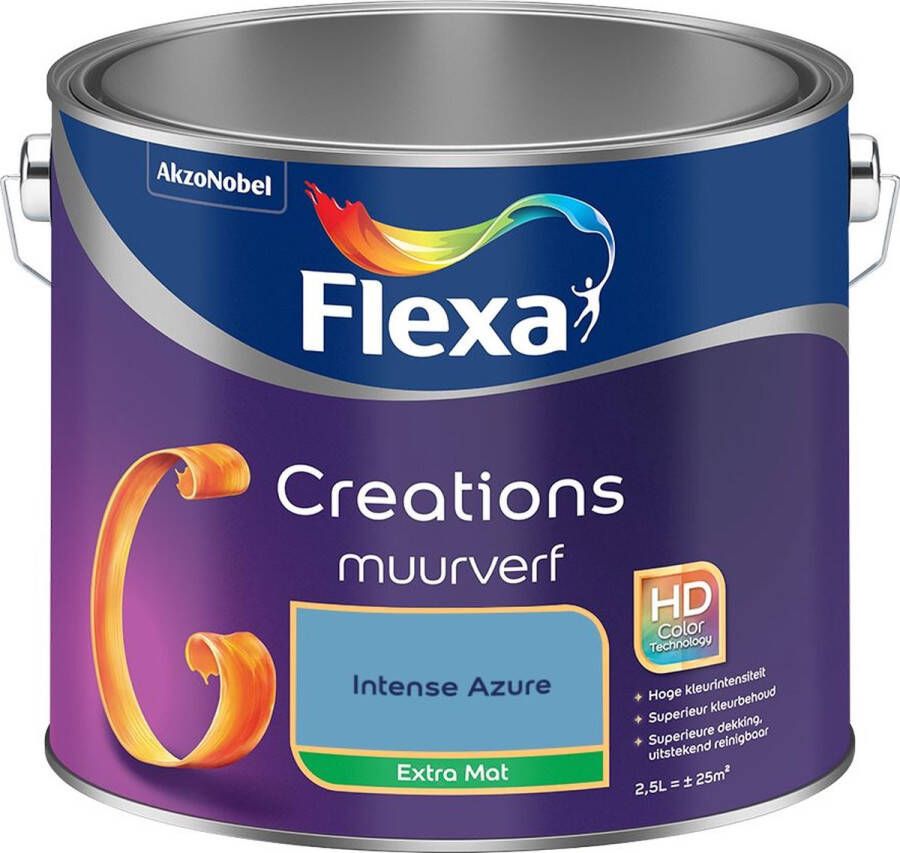 Flexa Creations Muurverf Extra Mat Intense Azure Kleur van het Jaar 2025 2 5L